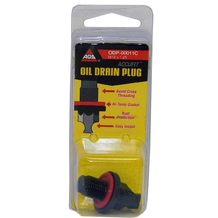 Ags ODP-00011C Accufit Oil Drain Plug M12x1.25, Card ODP-00011C